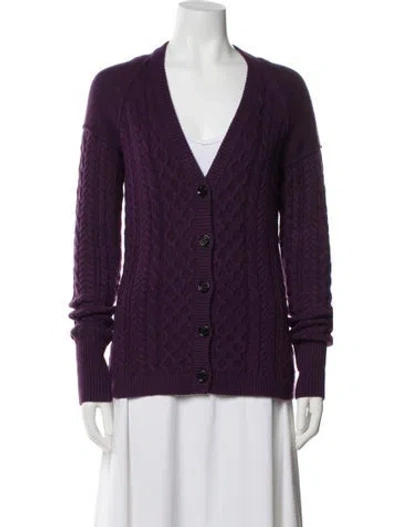 Pre-owned Burberry Wool V-neck Sweater In Purple