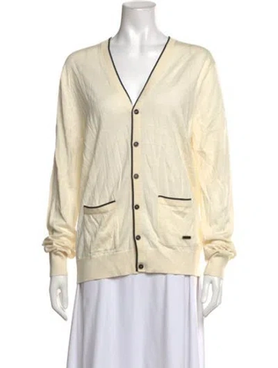Pre-owned Burberry Wool V-neck Sweater W/ Tags In Neutrals