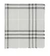Burberry Wool Wide Check Scarf In Gray