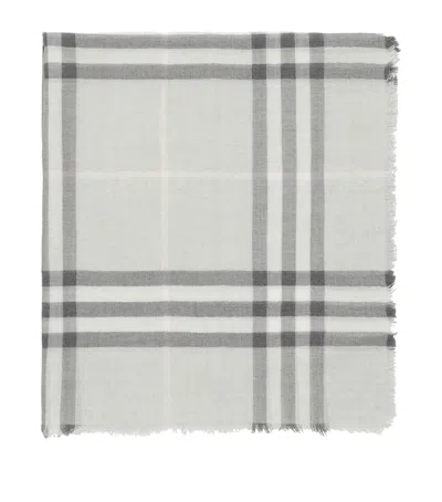 Burberry Wool Wide Check Scarf In Gray