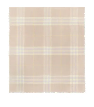 Burberry Wool Wide Check Scarf In Gray