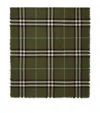Burberry Wide Check Wool Scarf In Green