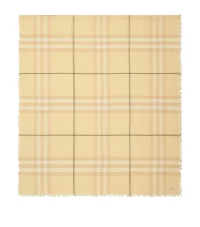 Burberry Wool Wide Check Scarf In Yellow