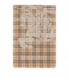 Burberry Wool Wide Ekd Check Scarf In Brown