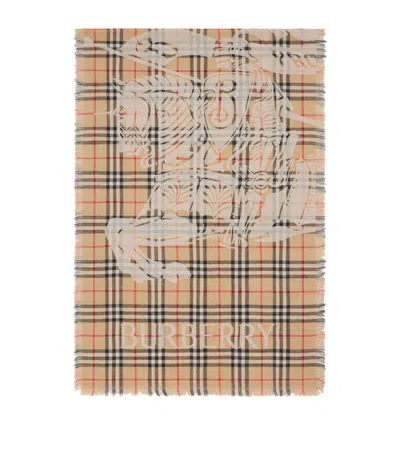 BURBERRY WOOL WIDE EKD CHECK SCARF
