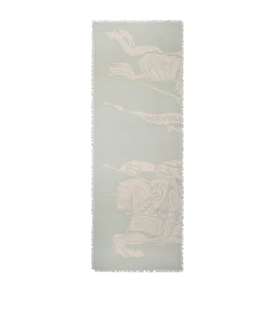 Burberry Wool Wide Ekd Scarf In Gray