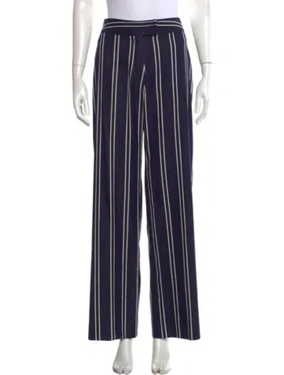 Pre-owned Burberry Wool Wide Leg Pants In Blue