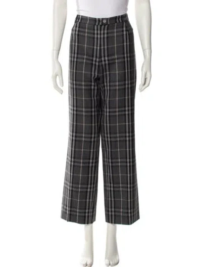 Pre-owned Burberry Wool Wide Leg Pants In Gray