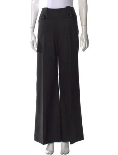 Pre-owned Burberry Wool Wide Leg Pants In Gray