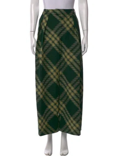 Pre-owned Burberry Wool Wide Leg Pants In Green
