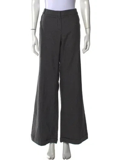 Pre-owned Burberry Wool Wide Leg Pants In Grey