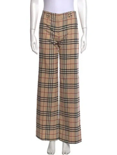 Pre-owned Burberry Wool Wide Leg Pants In Neutrals