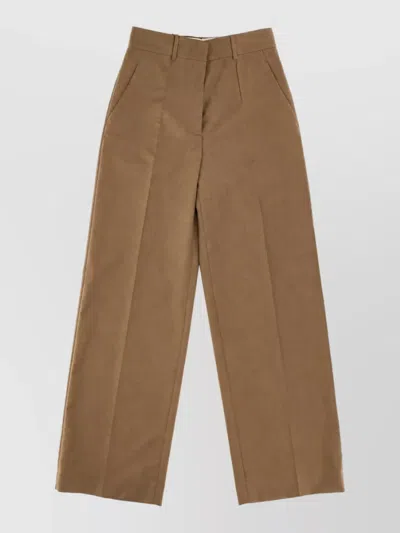 Burberry Wool Wide-leg Trousers In Brown