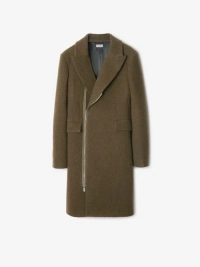Burberry Wool Zip Tailored Coat In Kindle Melange
