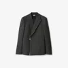 Burberry Wool Zip Tailored Jacket In Grey Black