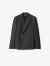 Burberry Wool Zip Tailored Jacket In Grey Black