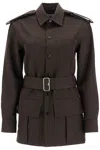 Burberry Belted Buttoned Jacket In Brown
