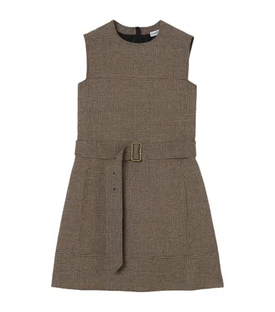 Burberry Wool-linen-blend Mini Dress In Brown