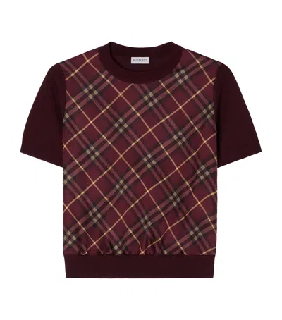 BURBERRY BURBERRY WOOL-SILK CHECK PANEL T-SHIRT
