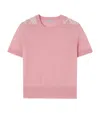 Burberry Wool-silk Check Panel T-shirt In Pink