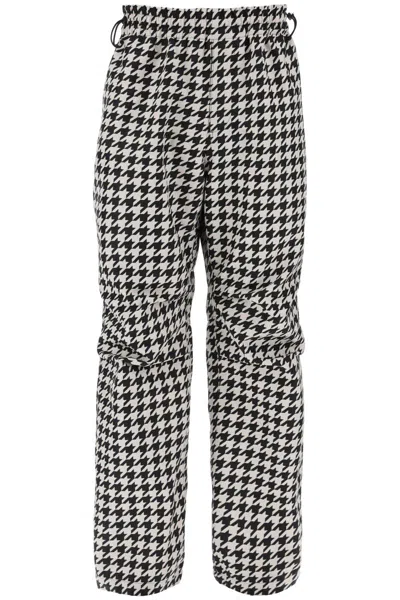Burberry Workwear Trousers In Houndstooth In Bianco