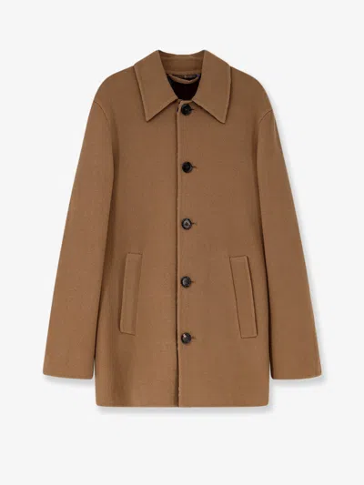 Burberry Single Breasted Long Sleeved Coat In Brown