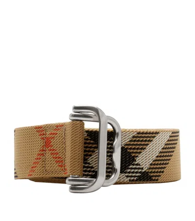 Burberry Woven Check Belt In Neutral