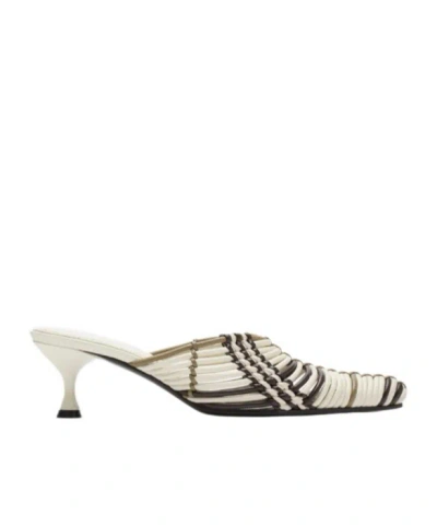 Burberry Woven Check Leather Mules In Multi