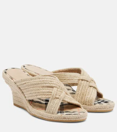 Burberry Woven Espadrille Wedges In Neutral