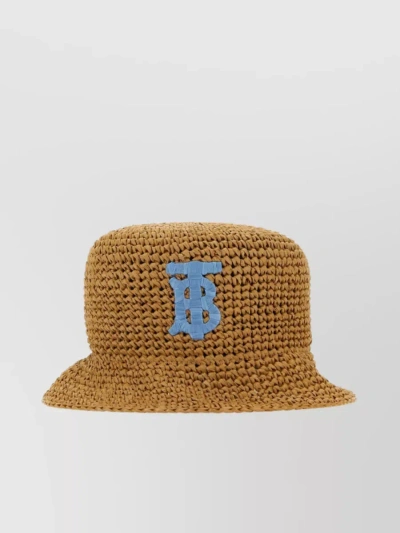 Burberry Woven Raffia Wide Brim Hat In Brown