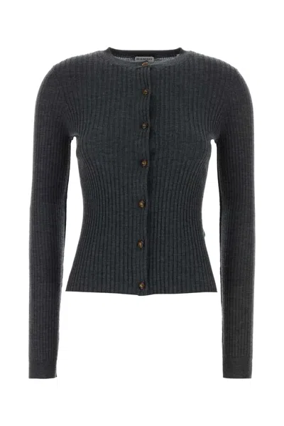 Burberry Dark Grey Cashmere Cardigan In Gray