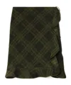 Burberry Ruffle Detail Check Patterned Skirt In Black