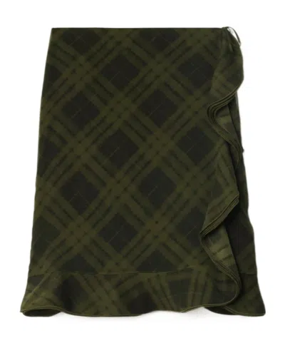 BURBERRY CHECK SILK WRAP SKIRT