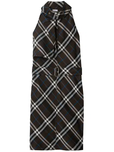 Burberry Wool Silk Dress In Black