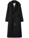 Burberry Long Gabardine Fitzrovia Trench Coat Clothing In Grey