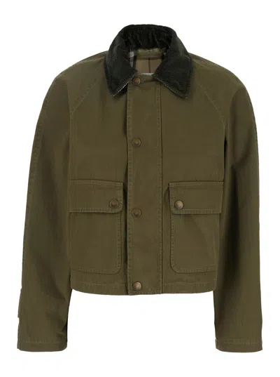 Burberry Ww Short Garment Washed Field Jacket In Green
