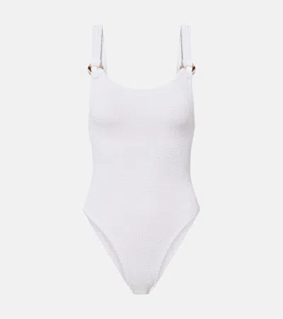 Burberry X Hunza G Domino  Check Swimsuit In White