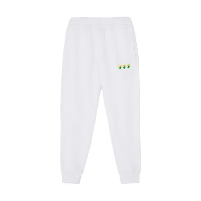 Pre-owned Burberry X Minecraft Embroidered Floral Cotton Jogging Pants In White