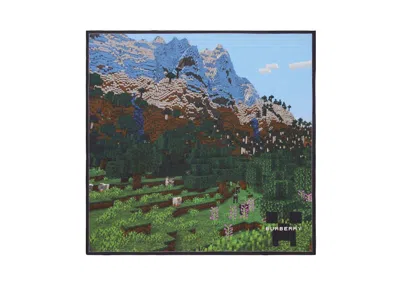 Pre-owned Burberry X Minecraft Landscape Print Cotton Square Scarf