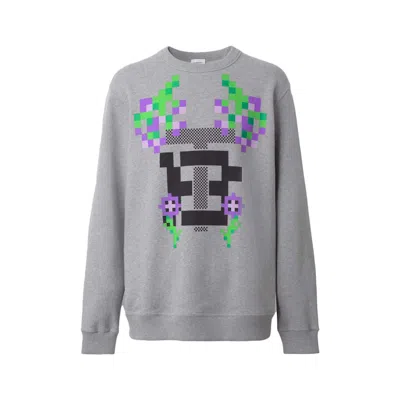 Pre-owned Burberry X Minecraft Monogram Motif Print Cotton Sweatshirt In Pale Grey Melange