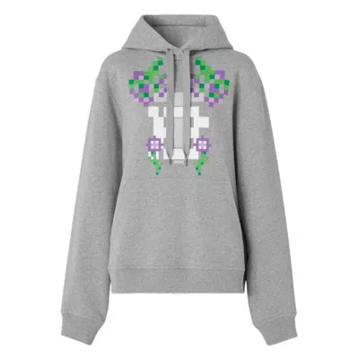 Burberry X Minecraft Poulter Monogram Motif Print Cotton Hoodie In Gray