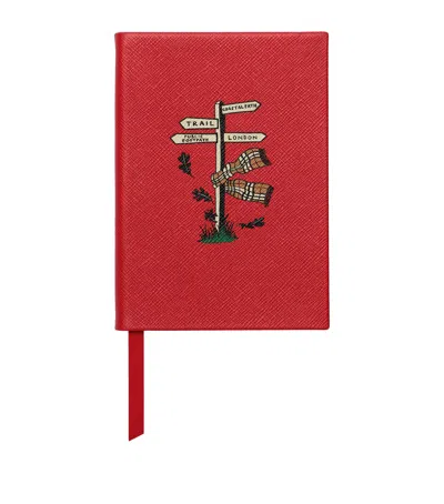 Burberry X Smythson Leather Signpost Soho Notebook In Red