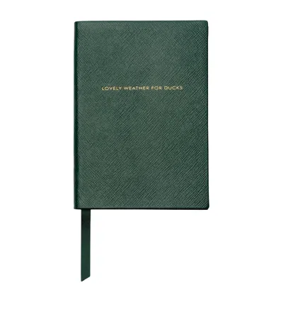 Burberry X Smythson Leather Weather For Ducks Soho Notebook In Green