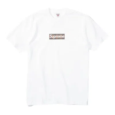 Pre-owned Burberry X Supreme Burberry Box Logo Tee M In White