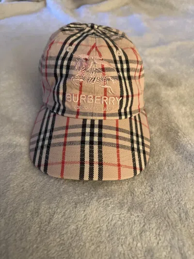Pre-owned Burberry X Supreme Burberry Denim 6- Panel (pink) In Beige