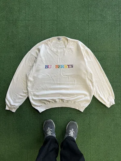 Pre-owned Burberry X Vintage 90's Burberrys Lgbt Rainbow Embroidered Sweatshirt In Cream
