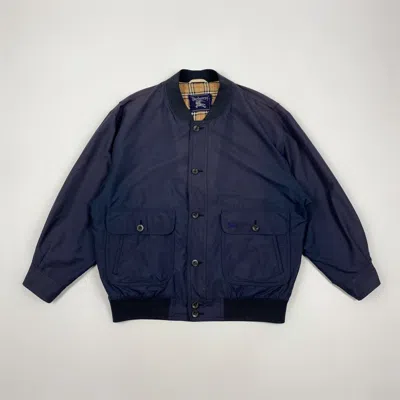 Pre-owned Burberry X Vintage 90's Vintage Burberrys Sun Faded Bomber Jacket In Sun Faded Navy