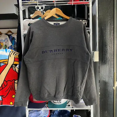 Pre-owned Burberry X Vintage Burberry London Embroidered Sweatshirts Jumper In Navy Grey