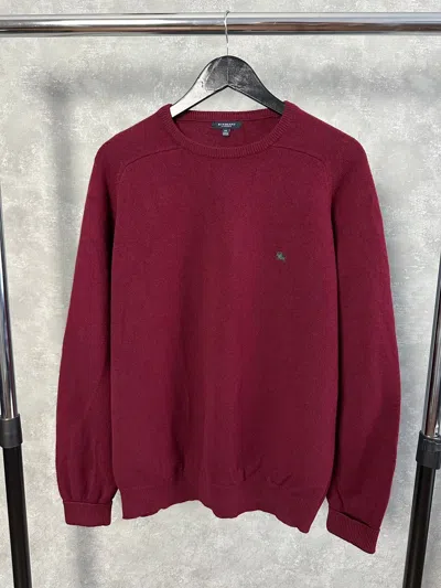 Pre-owned Burberry X Vintage Burberry London Wool Knit Burgundy Relaxed Sweater In Burgandy