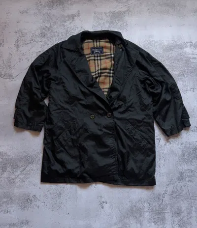 Pre-owned Burberry X Vintage Burberry's Nova Check Beige Vintage Trench Coat Gore-tex In Black